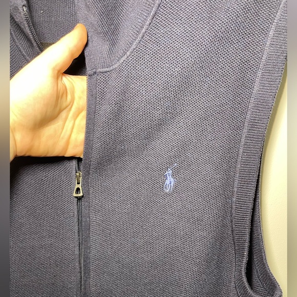 NWT- Polo Ralph Lauren Men’s navy Full zip Cotton sweater Vest in size L - Picture 4 of 8
